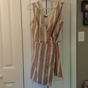 Striped wrap linen dress